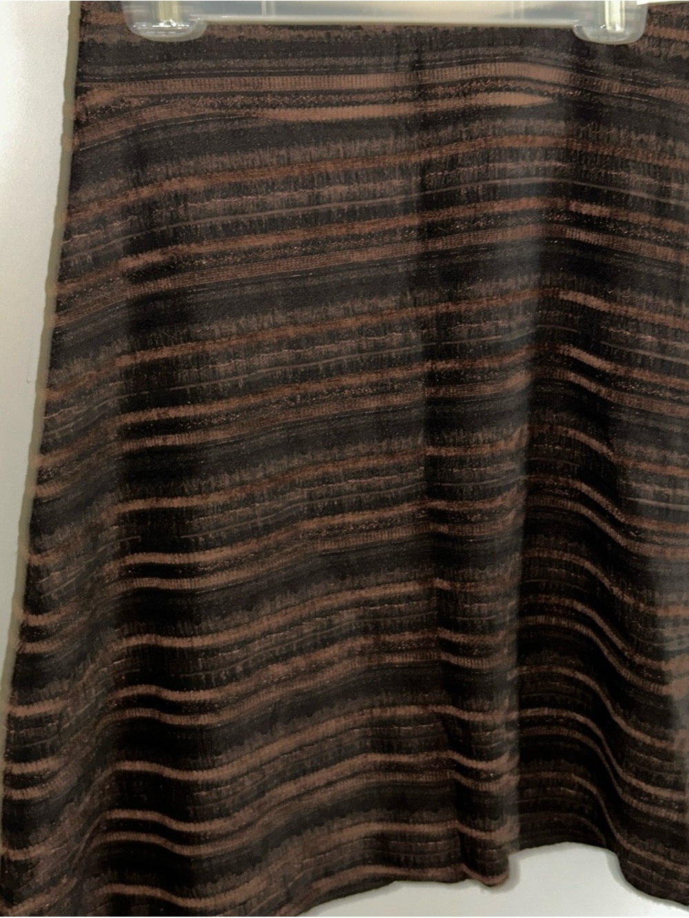 Striped Midi A-Line Skirt in Brown and Black